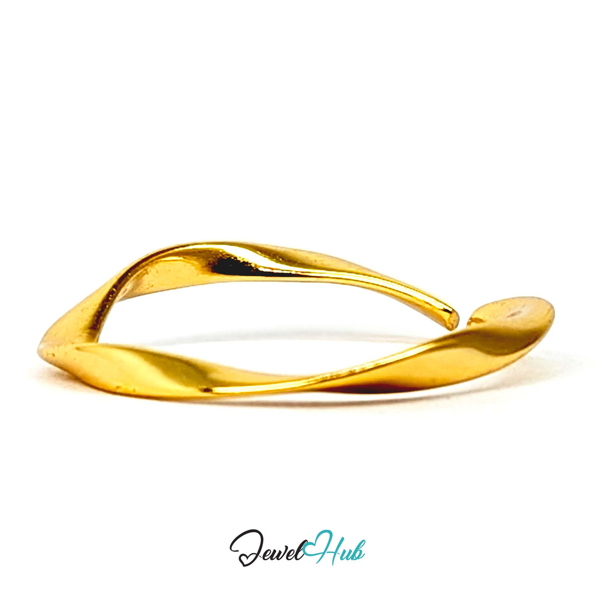 Side view of the ribbon band twisting along its length - JewelHub