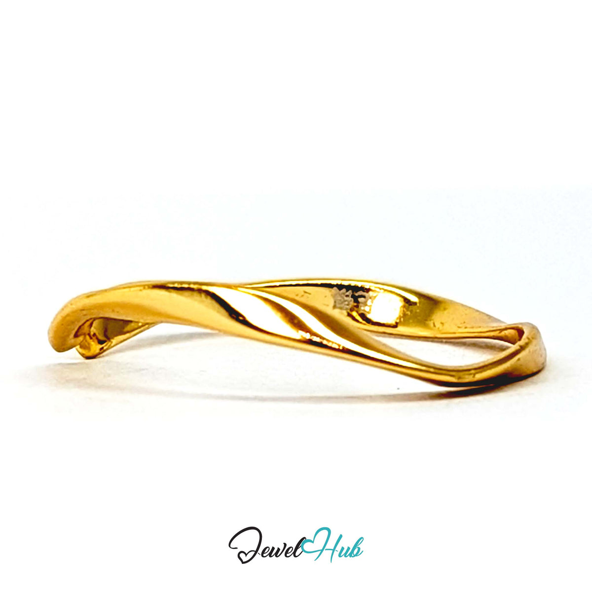 Rear view of the twisted gold-plated band - JewelHub