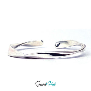 925 sterling silver twist wave ring with a polished ribbon band - JewelHub