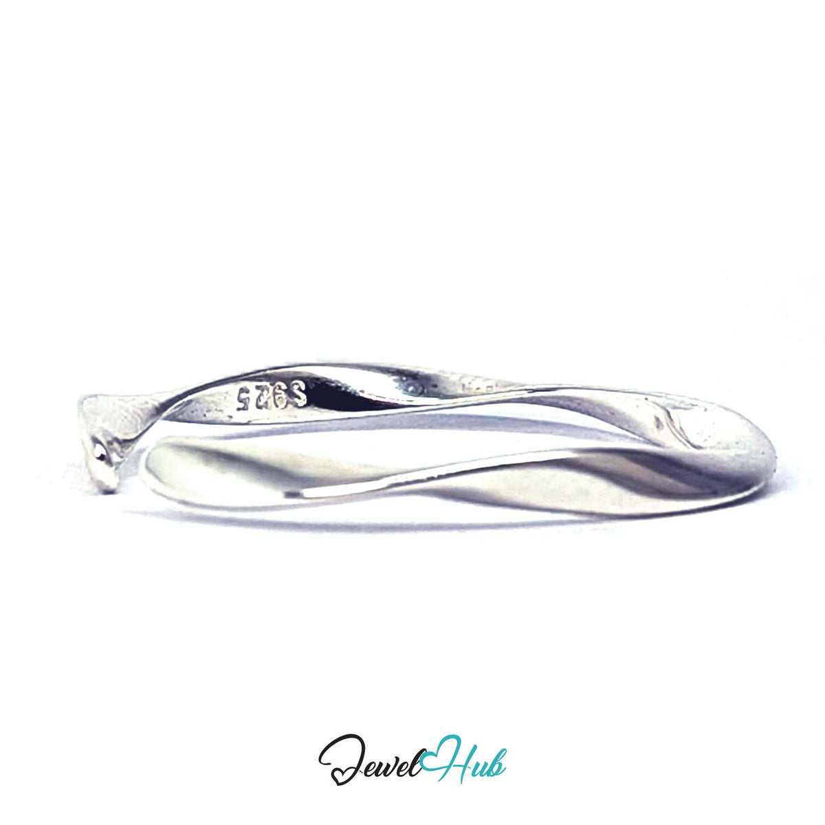 Twist wave ring at an angle, with the S925 stamp visible inside - JewelHub