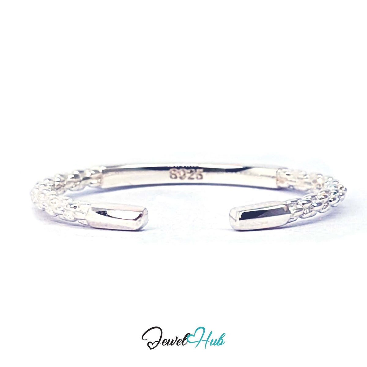 Open back of the adjustable band, with the S925 stamp visible inside - JewelHub