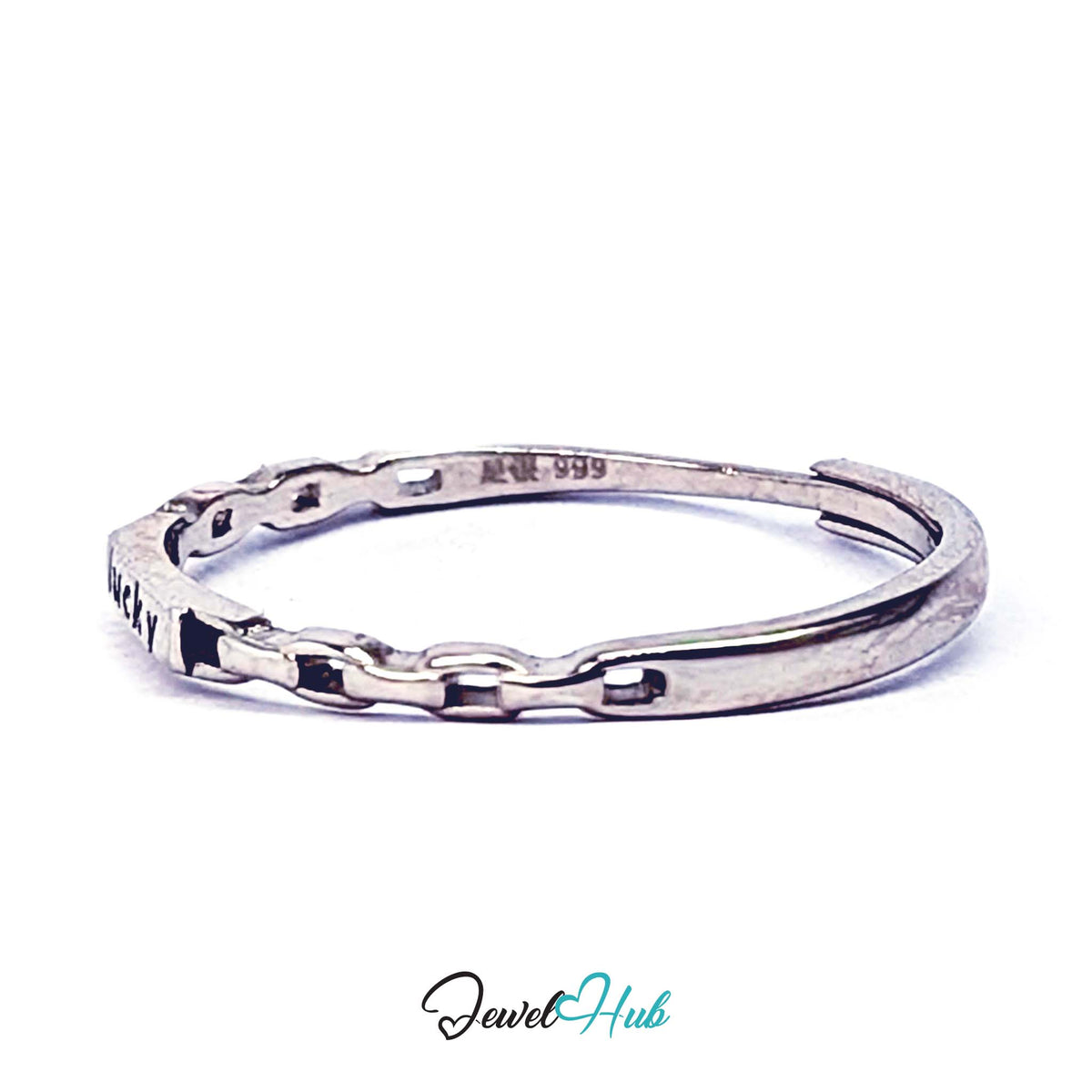 Three-quarter view of the chain band with the 足銀 999 stamp visible - JewelHub