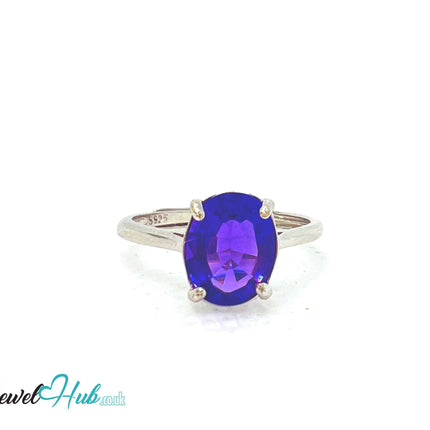 925 Sterling Silver High-Grade Natural Amethyst (1.7ct) Ring | Adjustable (M-O) | Violet Luxury EM