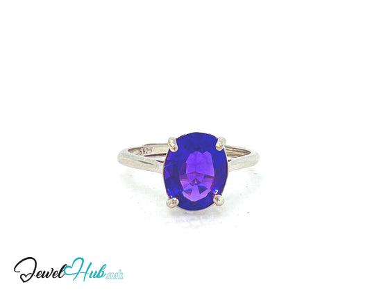 925 Sterling Silver High-Grade Natural Amethyst (1.7ct) Ring | Adjustable (M-O) | Violet Luxury