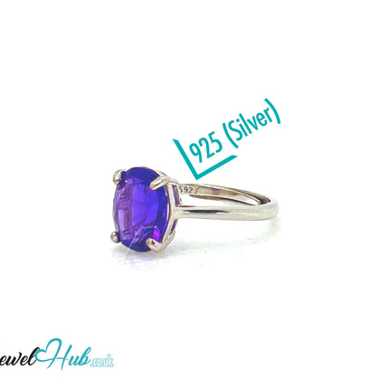 925 Sterling Silver High-Grade Natural Amethyst (1.7ct) Ring | Adjustable (M-O) | Violet Luxury EM