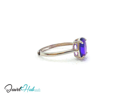 925 Sterling Silver High-Grade Natural Amethyst (1.7ct) Ring | Adjustable (M-O) | Violet Luxury