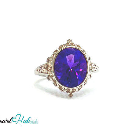 925 Sterling Silver Natural Amethyst (3.5-carat) Ring | Adjustable Size | Violet Bloom EM