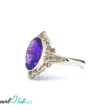925 Sterling Silver Natural Amethyst (3.5-carat) Ring | Adjustable Size | Violet Bloom EM