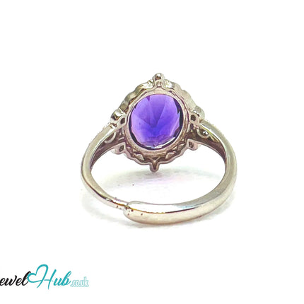 925 Sterling Silver Natural Amethyst (3.5-carat) Ring | Adjustable Size | Violet Bloom EM