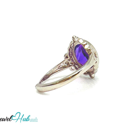 925 Sterling Silver Natural Amethyst (3.5-carat) Ring | Adjustable Size | Violet Bloom EM