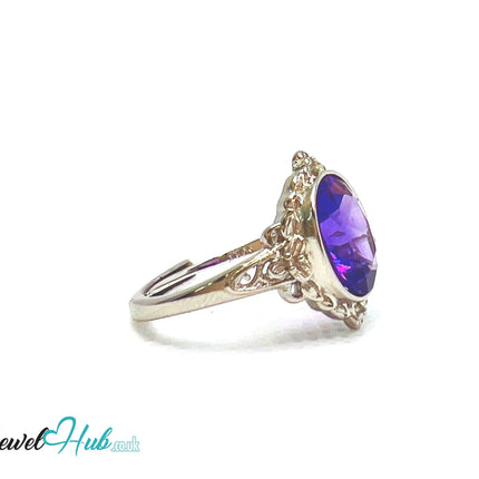 925 Sterling Silver Natural Amethyst (3.5-carat) Ring | Adjustable Size | Violet Bloom EM