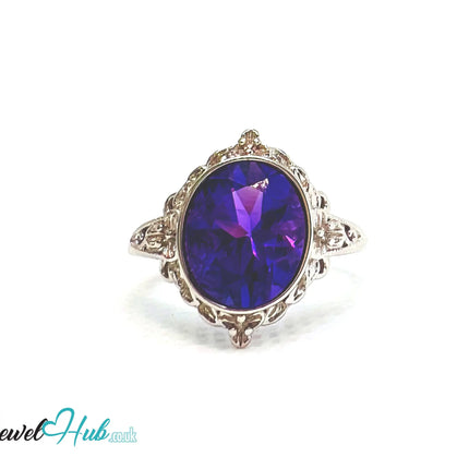 925 Sterling Silver Natural Amethyst (3.5-carat) Ring | Adjustable Size | Violet Bloom EM