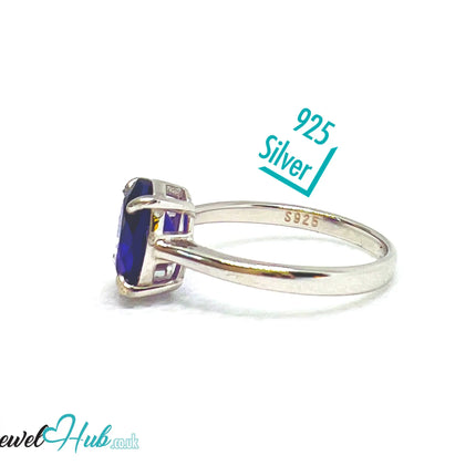 925 Sterling Silver Oval Amethyst (1.8ct) Ring | UK O US 7.5 | Modern Simplicity EM