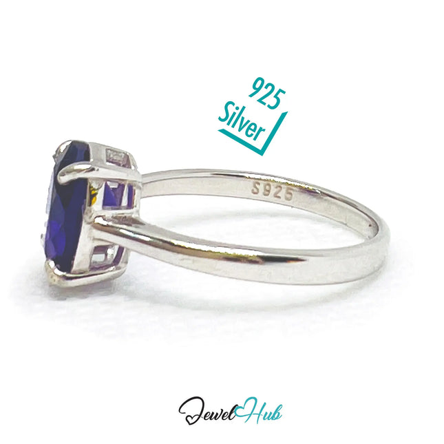 925 Sterling Silver Amethyst Ring (Oval 1.8ct) | UK O US 7.5 | Modern Simplicity EM