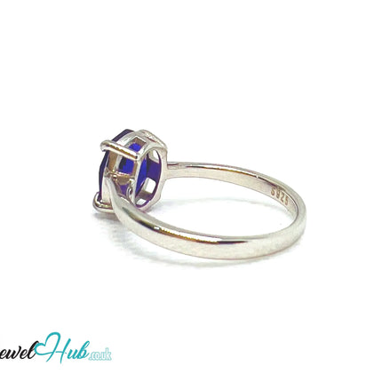 925 Sterling Silver Oval Amethyst (1.8ct) Ring | UK O US 7.5 | Modern Simplicity EM
