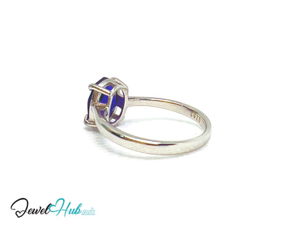 925 Sterling Silver Oval Amethyst (1.8ct) Ring | UK O US 7.5 | Modern Simplicity