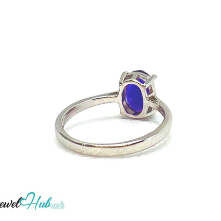 925 Sterling Silver Oval Amethyst (1.8ct) Ring | UK O US 7.5 | Modern Simplicity EM