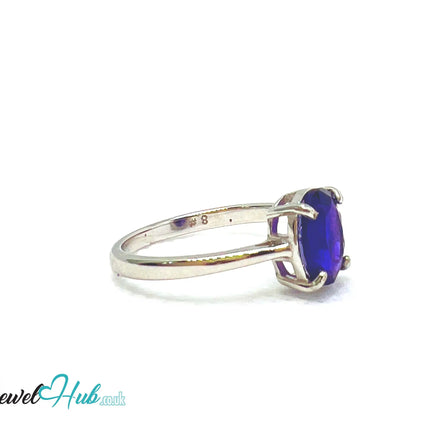 925 Sterling Silver Oval Amethyst (1.8ct) Ring | UK O US 7.5 | Modern Simplicity EM