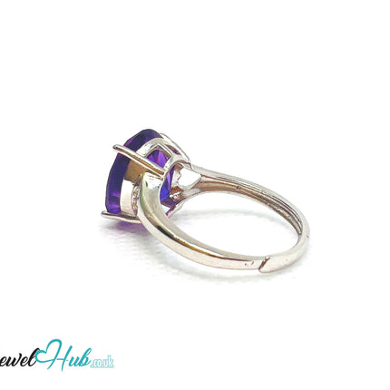 925 Sterling Silver Oval Amethyst (4.98ct) Ring | Adjustable (M–O) | Solartine-style EM