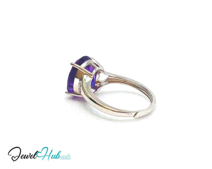 925 Sterling Silver Oval Amethyst (4.98ct) Ring | Adjustable (M–O) | Solartine-style