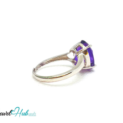 925 Sterling Silver Oval Amethyst (4.98ct) Ring | Adjustable (M–O) | Solartine-style EM
