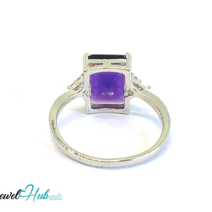 925 Sterling Silver Rectangular Lab-created Amethyst (2.95-carat) Ring | UK T US 10 | Accent Stones EM