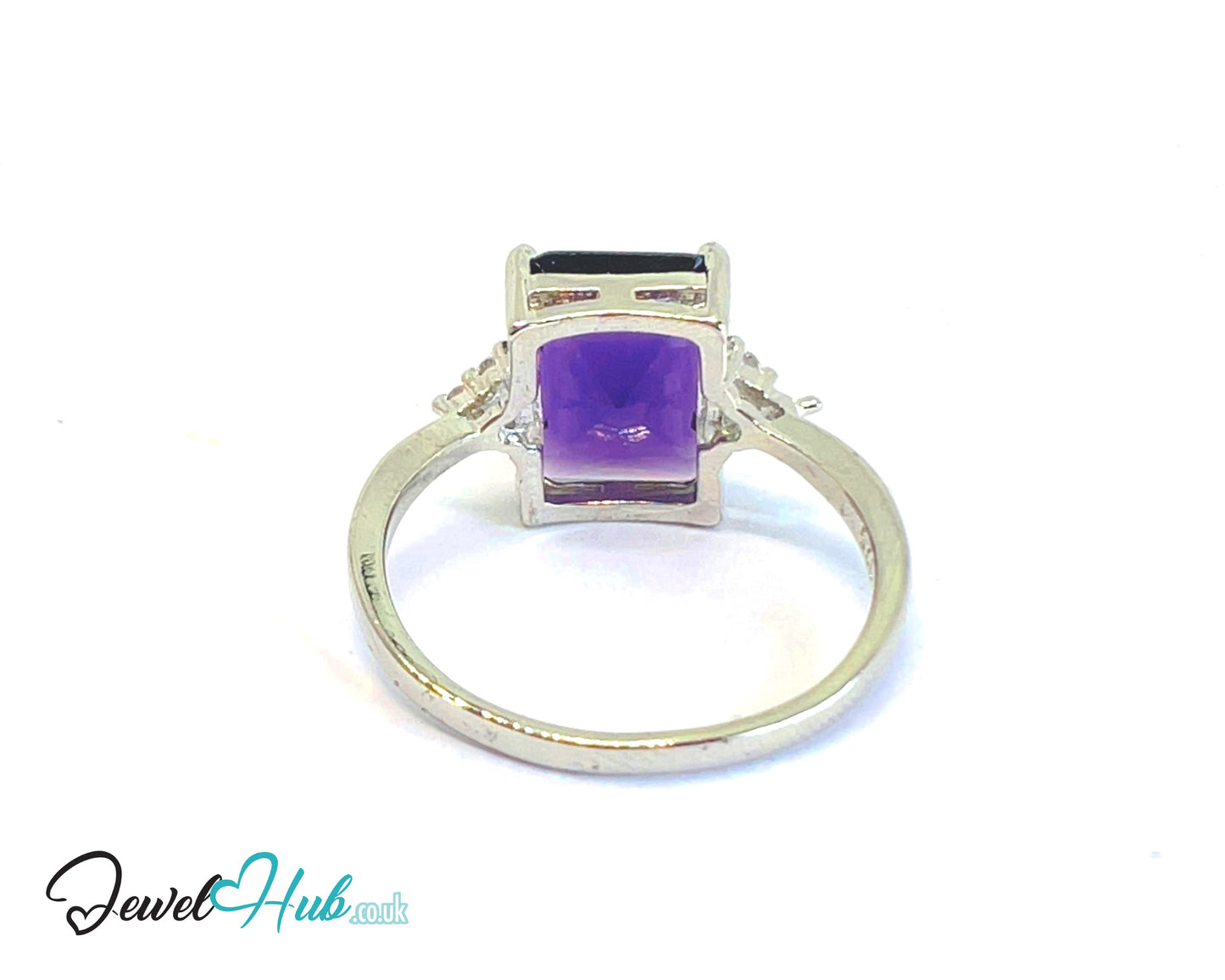 925 Sterling Silver Rectangular Lab-created Amethyst (2.95-carat) Ring | UK T US 10 | Accent Stones