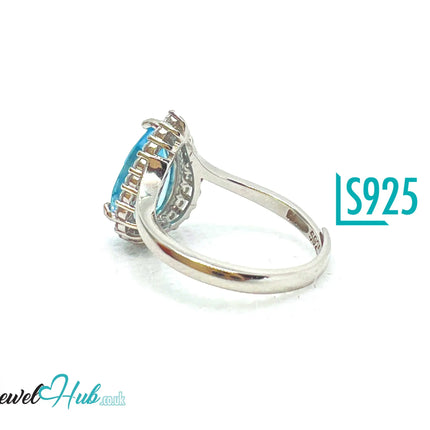 925 Sterling Silver Natural Aquamarine (4.44ct) Ring –  Celestial Tranquility with Cubic Zirconia EM