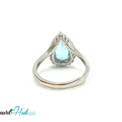 925 Sterling Silver Natural Aquamarine (4.44ct) Ring –  Celestial Tranquility with Cubic Zirconia EM