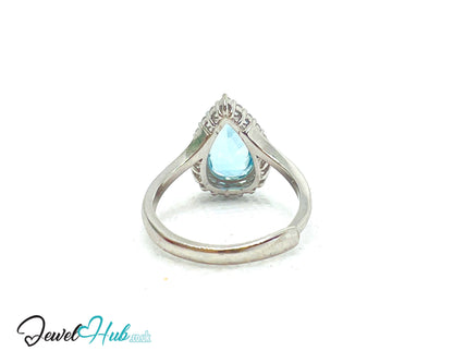 925 Sterling Silver Natural Aquamarine (4.44ct) Ring –  Celestial Tranquility with Cubic Zirconia