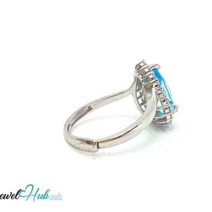 925 Sterling Silver Natural Aquamarine (4.44ct) Ring –  Celestial Tranquility with Cubic Zirconia EM
