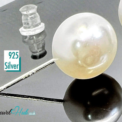 9.5mm Imitation Pearl Stud Earrings · 925 Silver Posts · Silicone Backs · Hypoallergenic · Everyday Elegance CT