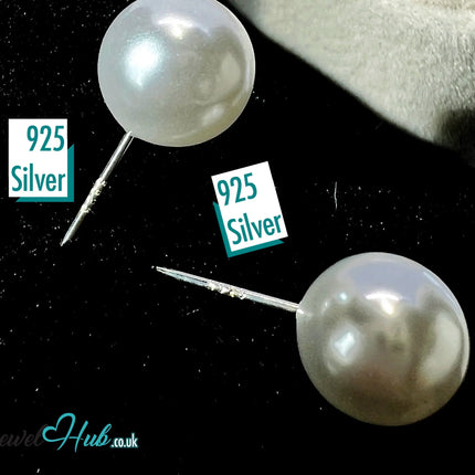 9.5mm Imitation Pearl Stud Earrings · 925 Silver Posts · Silicone Backs · Hypoallergenic · Everyday Elegance CT