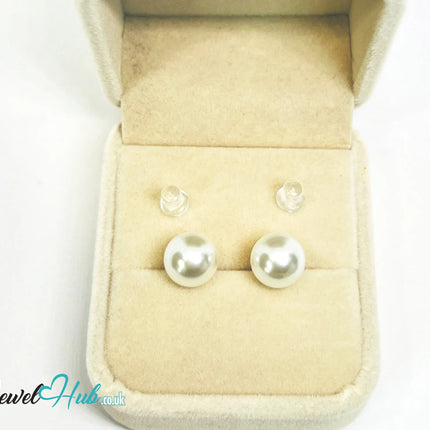 9.5mm Imitation Pearl Stud Earrings · 925 Silver Posts · Silicone Backs · Hypoallergenic · Everyday Elegance CT