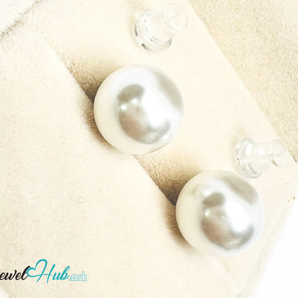 9.5mm Imitation Pearl Stud Earrings · 925 Silver Posts · Silicone Backs · Hypoallergenic · Everyday Elegance CT