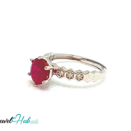 925 Sterling Silver Natural Ruby (1.045cts) Engagement Ring | Adjustable (L-N) | Radiant Legacy CT