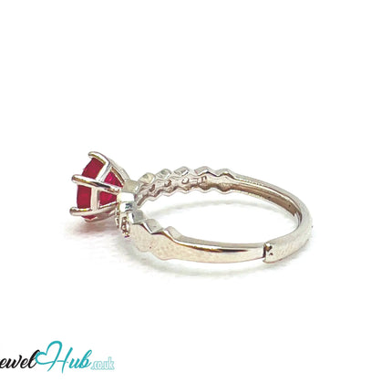 925 Sterling Silver Natural Ruby (1.045cts) Engagement Ring | Adjustable (L-N) | Radiant Legacy CT