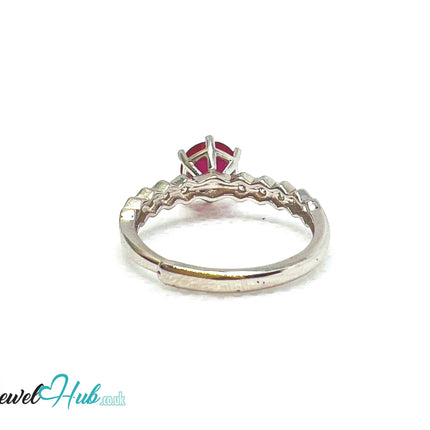925 Sterling Silver Natural Ruby (1.045cts) Engagement Ring | Adjustable (L-N) | Radiant Legacy CT