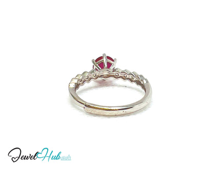 925 Sterling Silver Natural Ruby (1.045cts) Engagement Ring | Adjustable (L-N) | Radiant Legacy