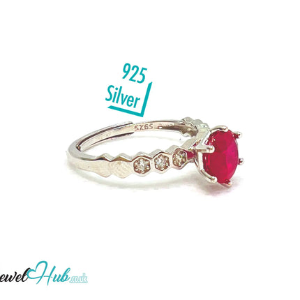 925 Sterling Silver Natural Ruby (1.045cts) Engagement Ring | Adjustable (L-N) | Radiant Legacy CT