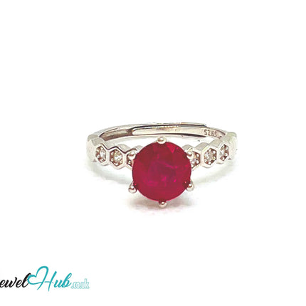 925 Sterling Silver Natural Ruby (1.045cts) Engagement Ring | Adjustable (L-N) | Radiant Legacy CT