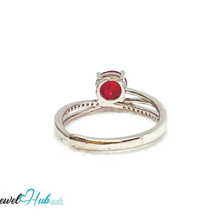 Ruby Silver Ring with Gold-Toned Accents | Adjustable 925 Sterling Statement Ring - JewelHub.co.uk