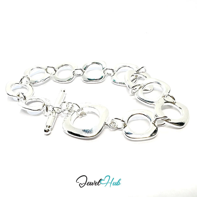 Chunky Silver Chain Bracelet | Sculptural Toggle Clasp Style CT