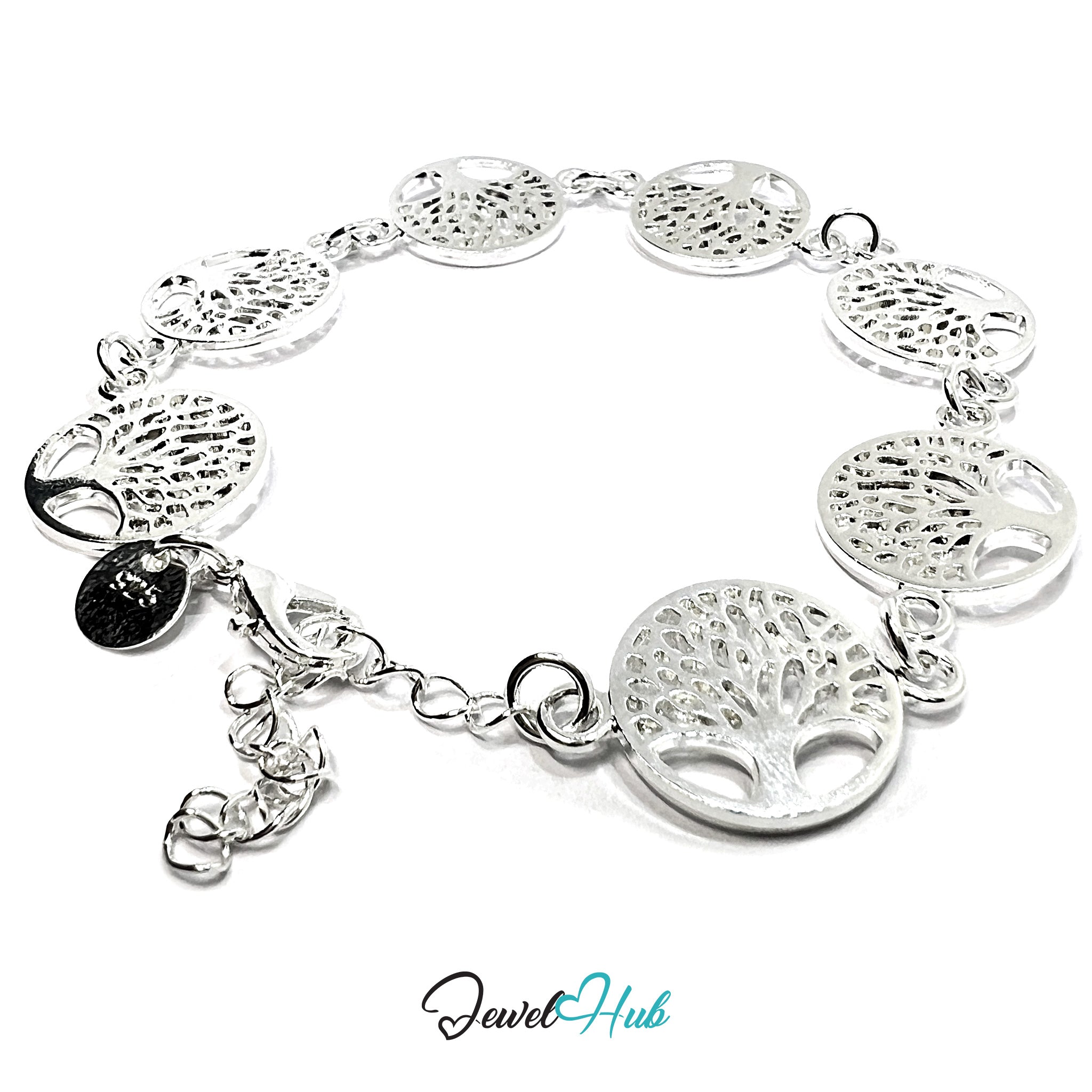 925 Sterling Silver Tree of Life Bracelet – Symbolic Charm Chain with Adjustable Clasp