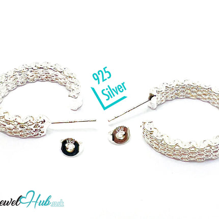 Orbit Textura – 925 Sterling Silver Textured Hoop Earrings (10.22g/pair) CT
