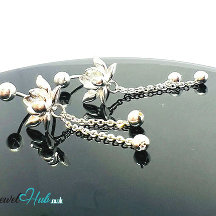 Echo Bloom – 925 Sterling Silver Back-Drop Stud Earrings (2.51g) CT