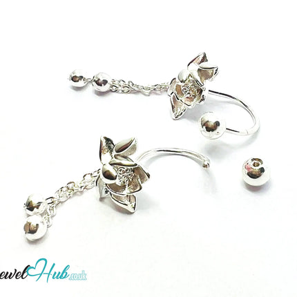 Echo Bloom – 925 Sterling Silver Back-Drop Stud Earrings (2.51g) CT