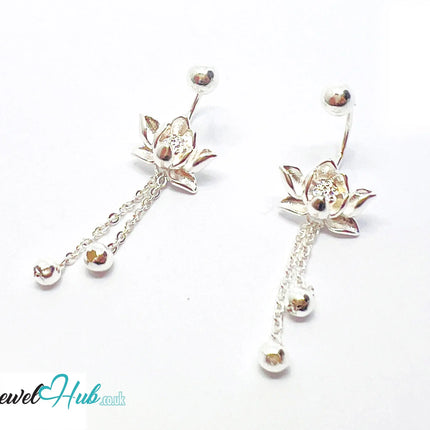 Echo Bloom – 925 Sterling Silver Back-Drop Stud Earrings (2.51g) CT