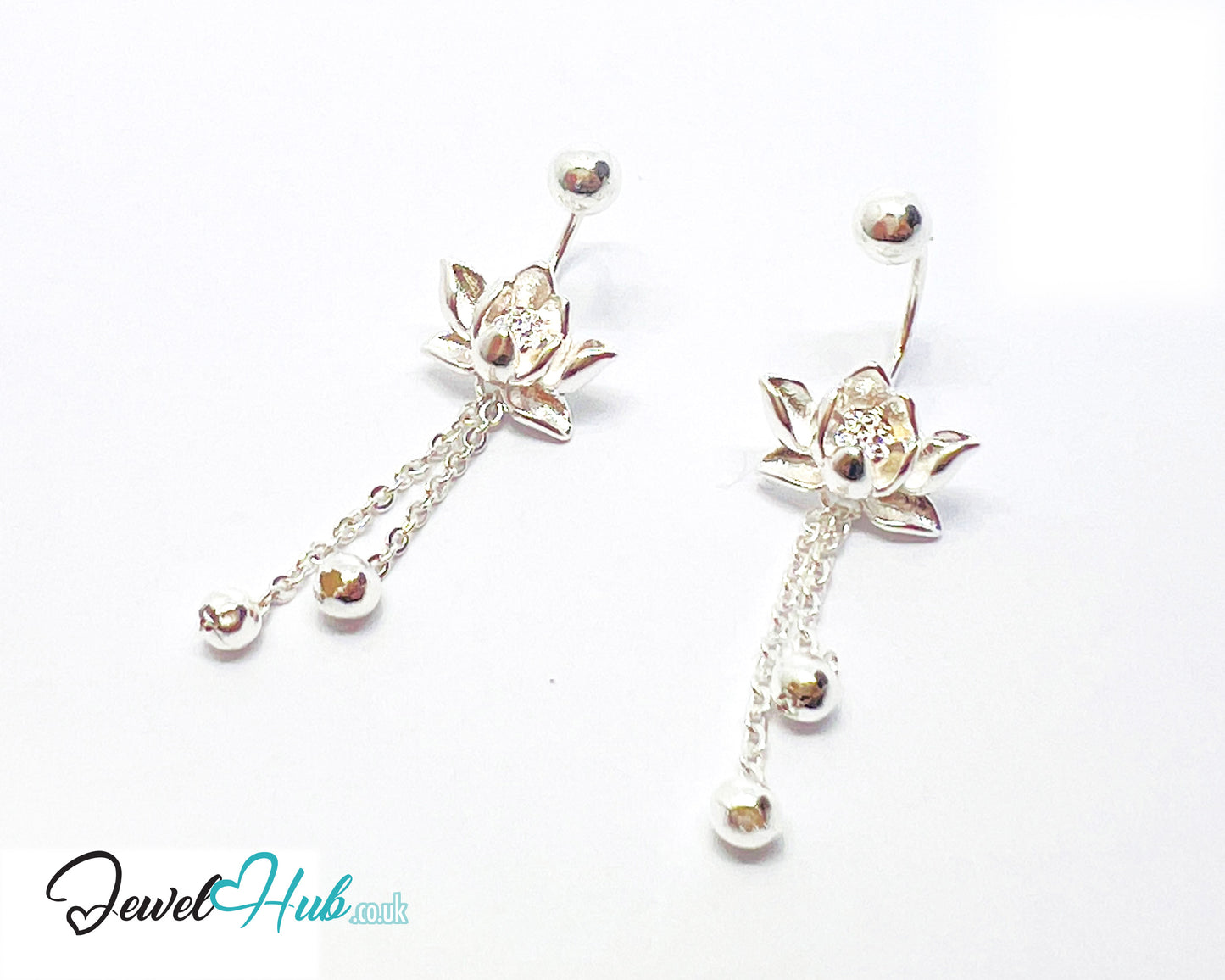 Echo Bloom – 925 Sterling Silver Back-Drop Stud Earrings (2.51g)