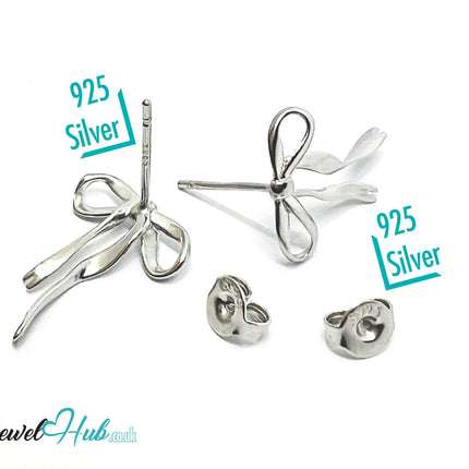 Petite Ribbon – 925 Sterling Silver Sculptural Bow Earrings (Lightweight · Extended Silhouette) CT